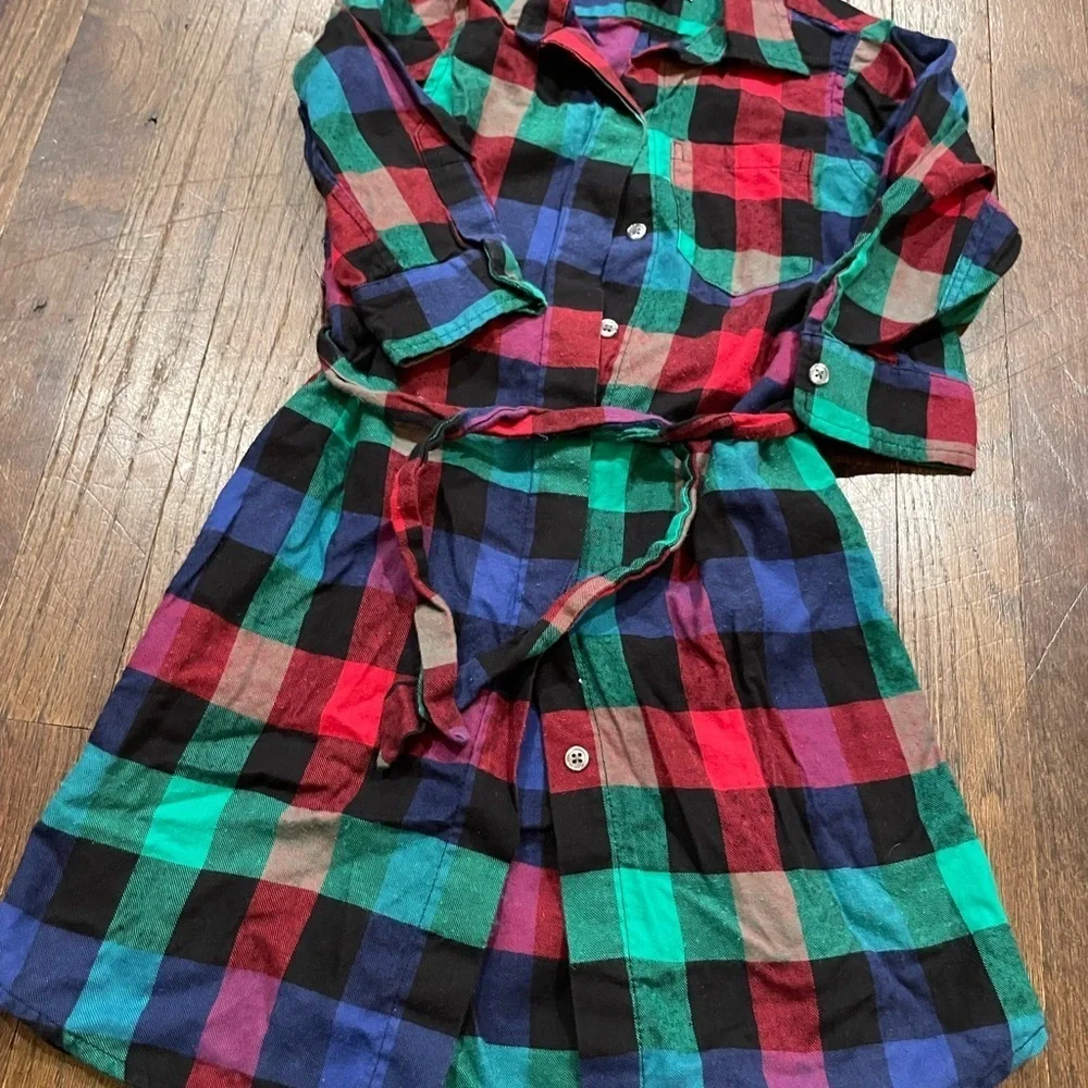 Steven Alan beautiful plaid shirt dress with tie size 6